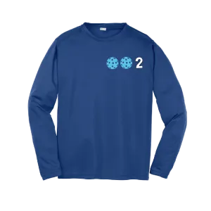 002 Pickleball (Colors Cyan Red Orange) | Youth Long Sleeve Pickleball Shirts | 100% Polyester