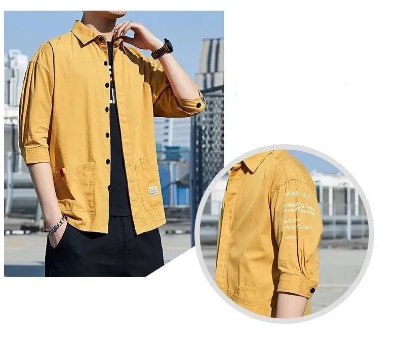 2024 Shirts Men Handsome Fashion Streetwear Design Japanese Harajuku Korean Summer All-match Teens College Unisex Clothes Ins