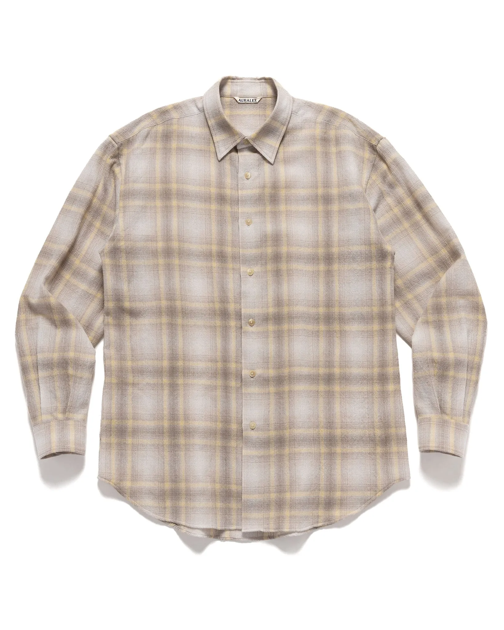 Airy Wool Check Shirt Yellow Gray Check