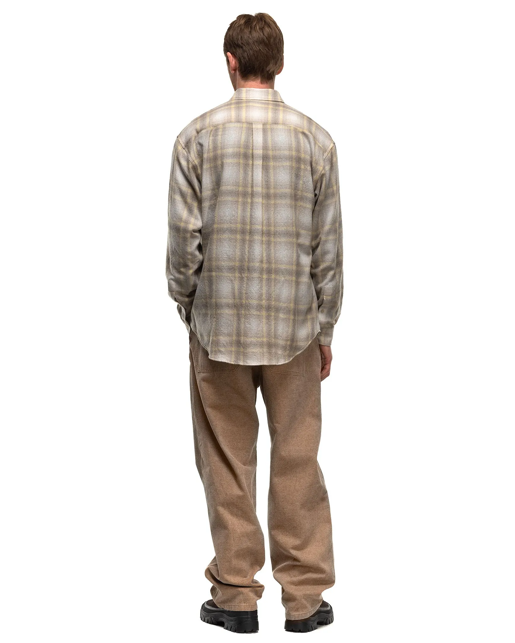 Airy Wool Check Shirt Yellow Gray Check
