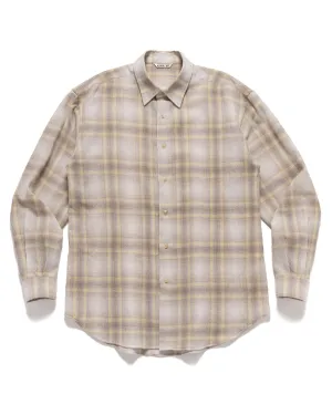 Airy Wool Check Shirt Yellow Gray Check