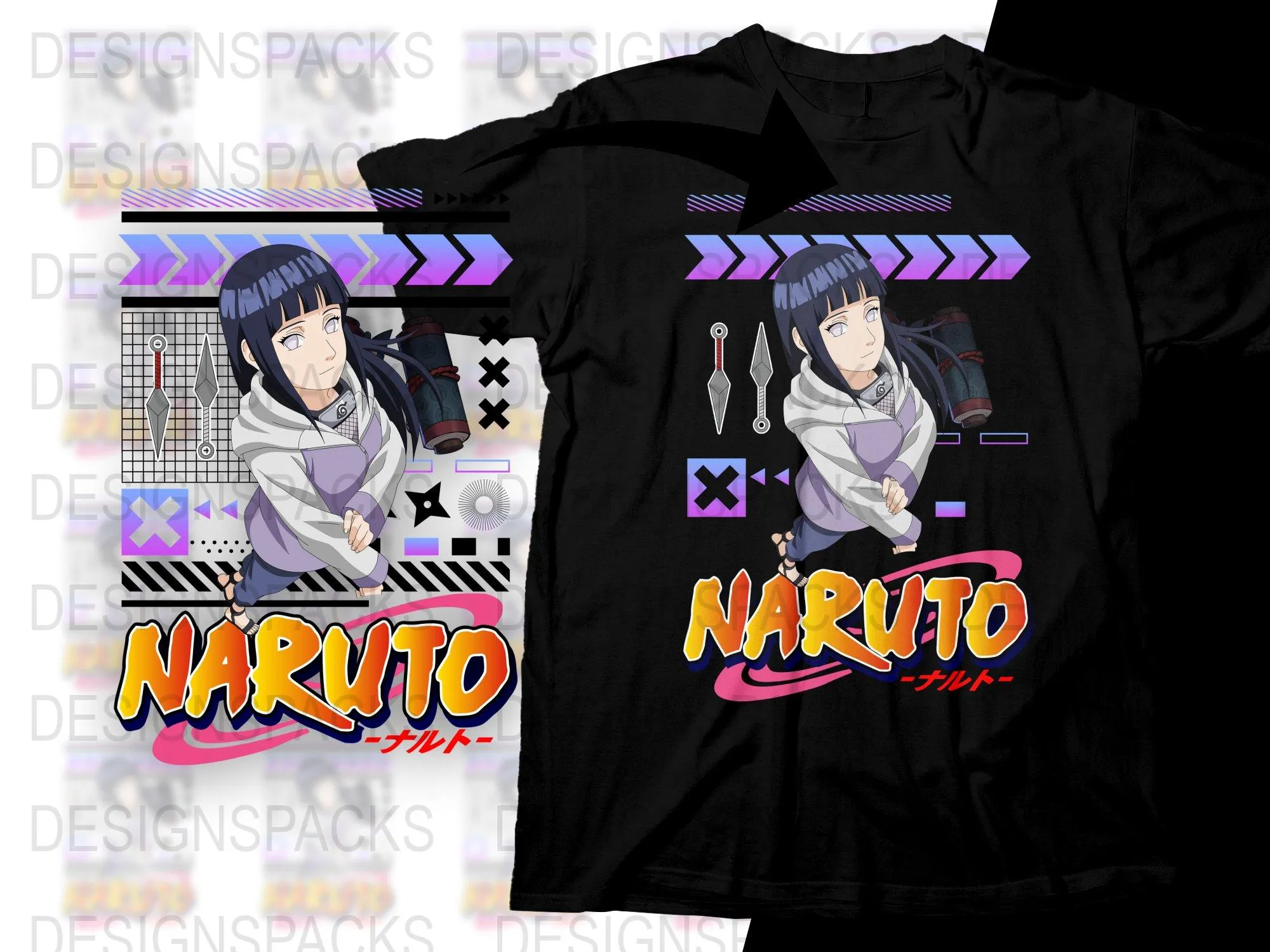 Anime Naruto Hinata Character Graphic Design Png Digital Download