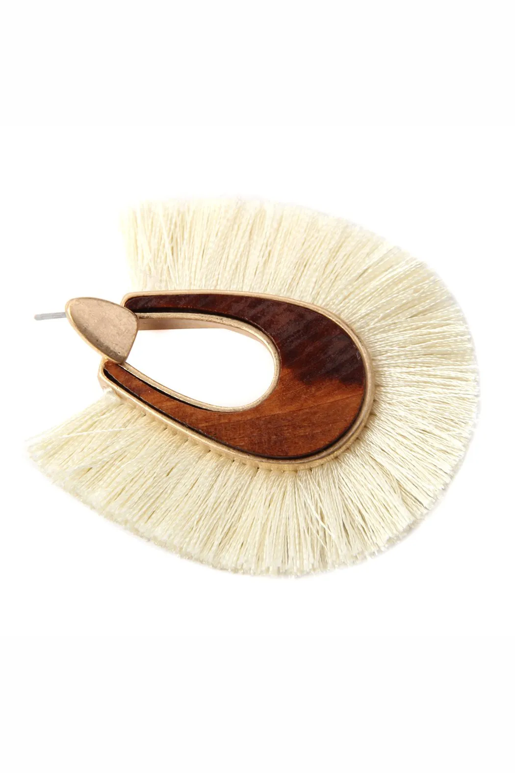 B2e2725 - Wood With Thread Tassel Post Earrings