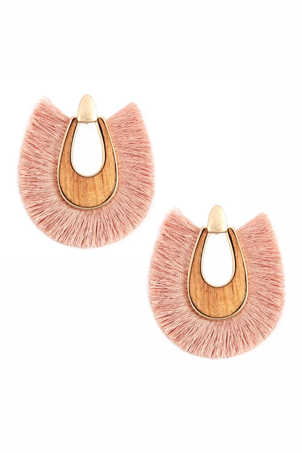 B2e2725 - Wood With Thread Tassel Post Earrings