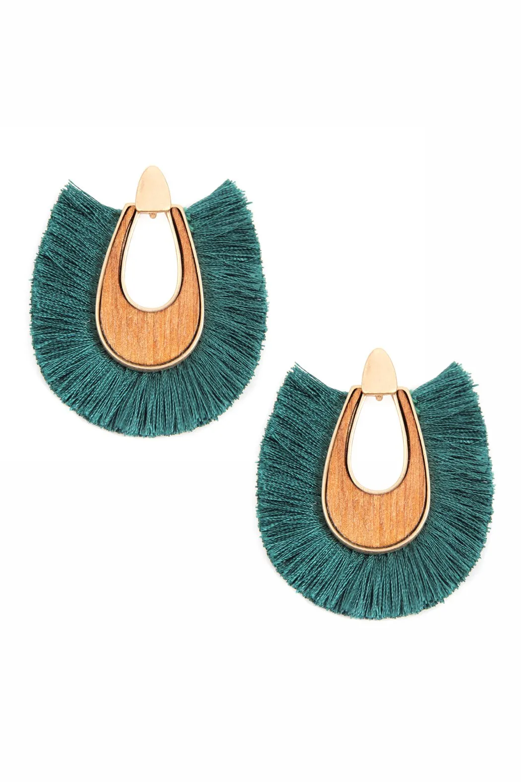 B2e2725 - Wood With Thread Tassel Post Earrings