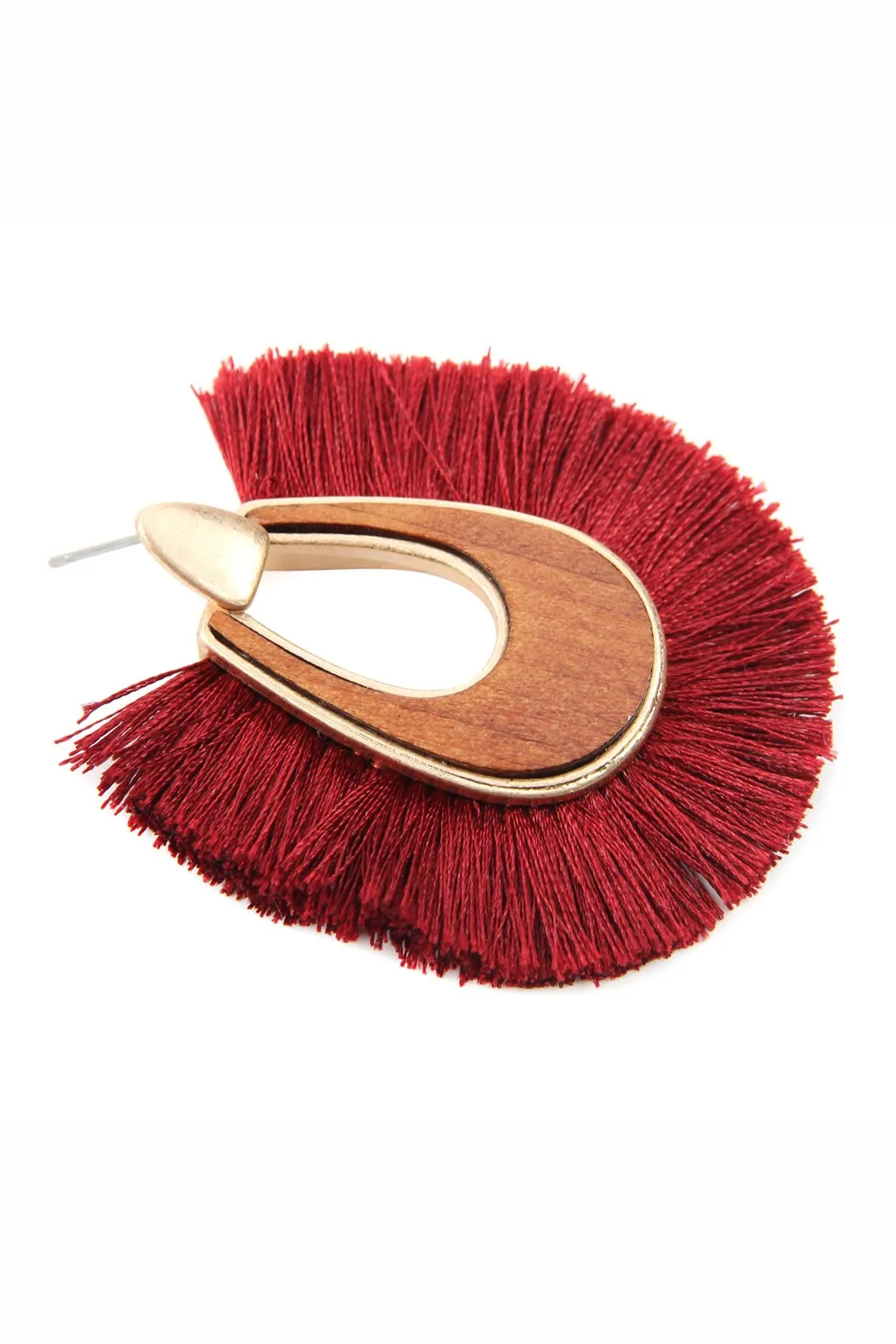 B2e2725 - Wood With Thread Tassel Post Earrings