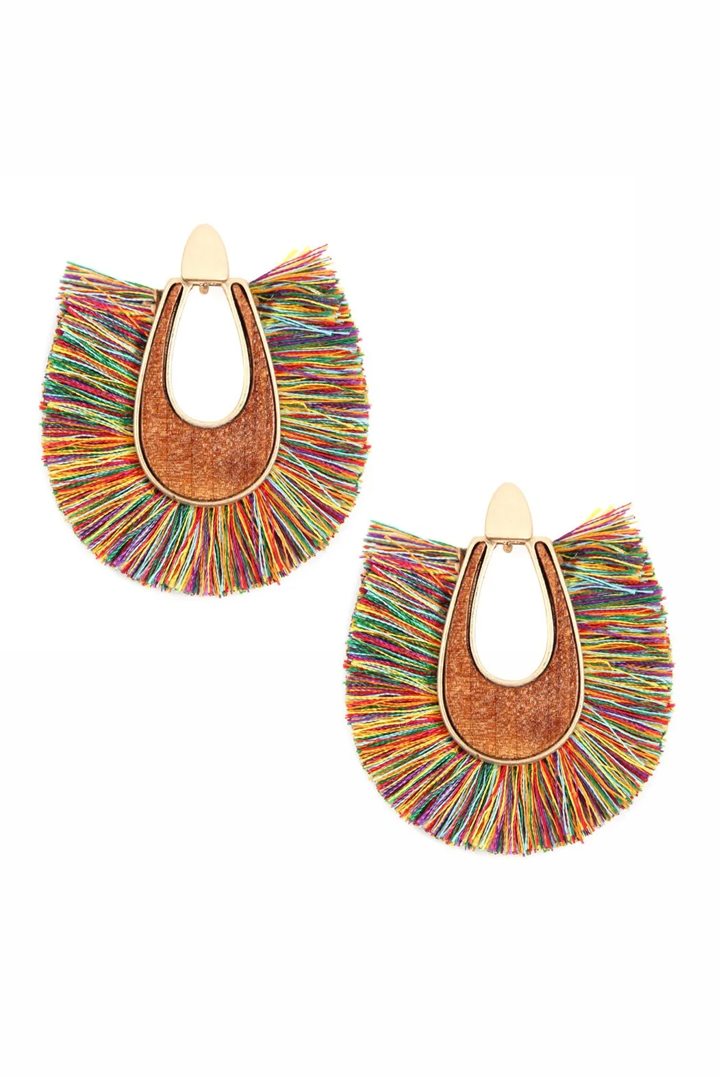 B2e2725 - Wood With Thread Tassel Post Earrings