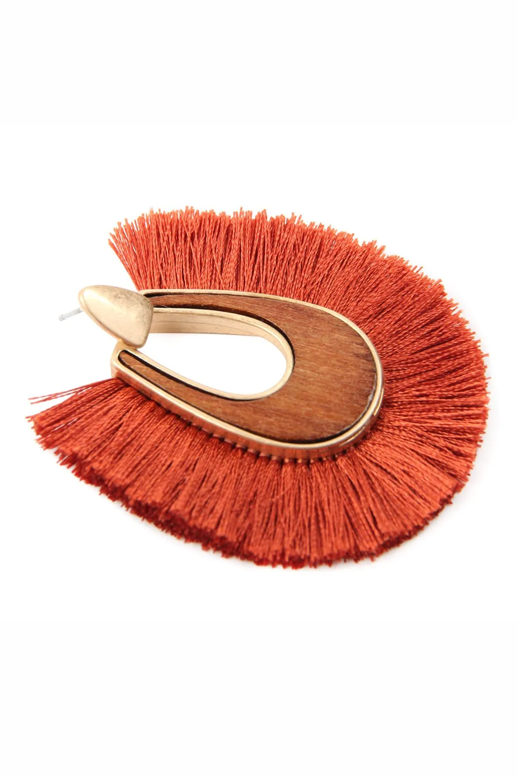 B2e2725 - Wood With Thread Tassel Post Earrings