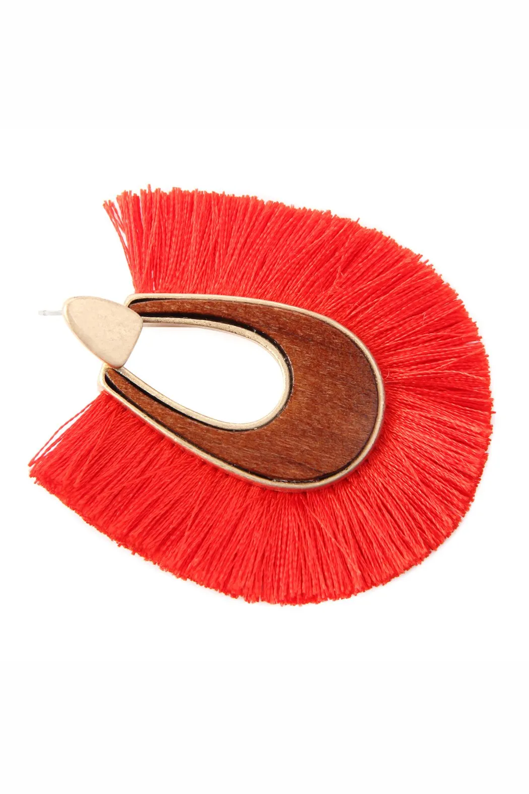 B2e2725 - Wood With Thread Tassel Post Earrings