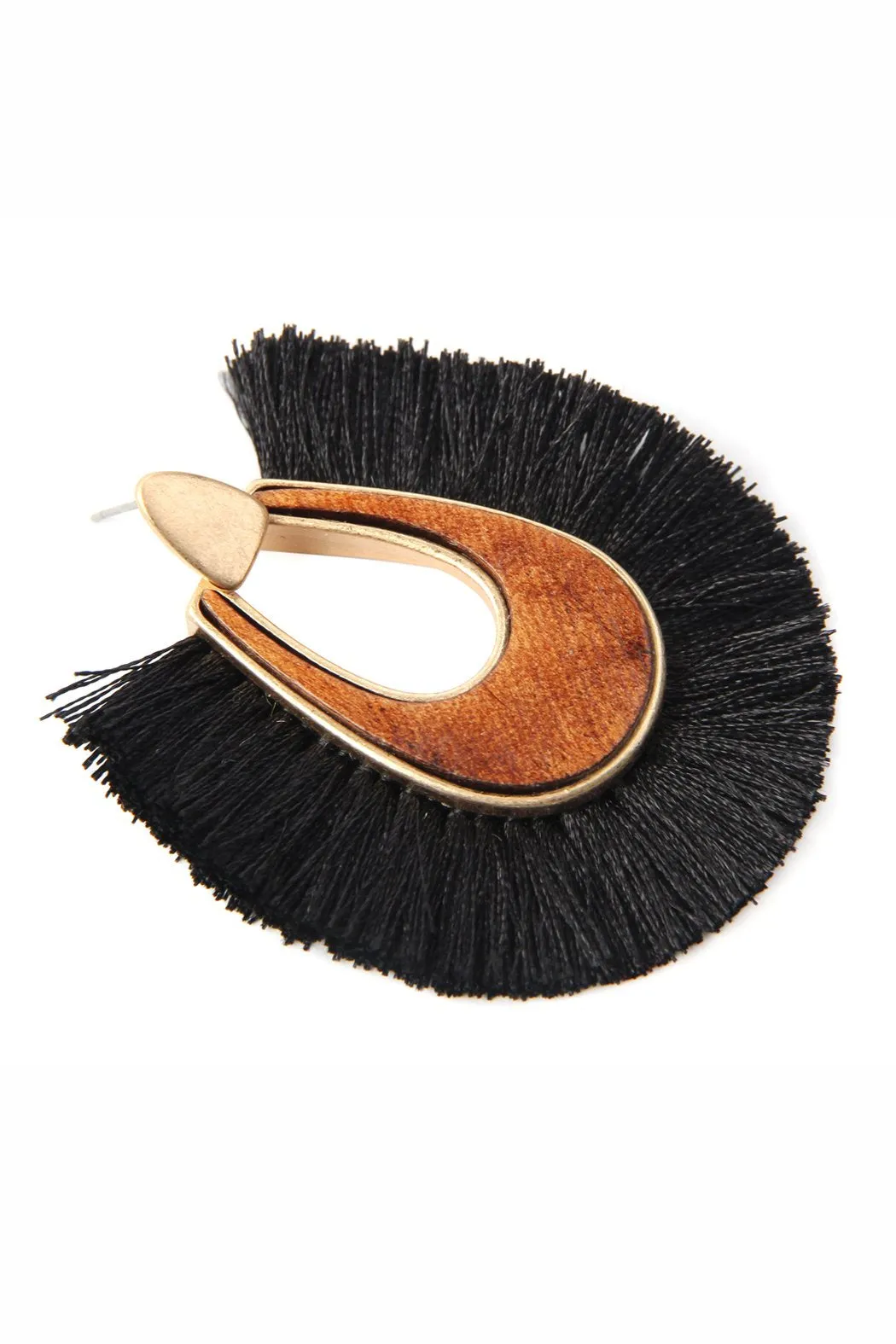 B2e2725 - Wood With Thread Tassel Post Earrings