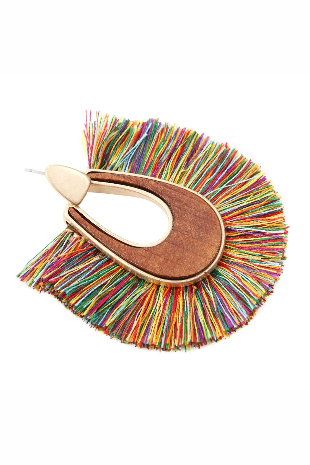B2e2725 - Wood With Thread Tassel Post Earrings
