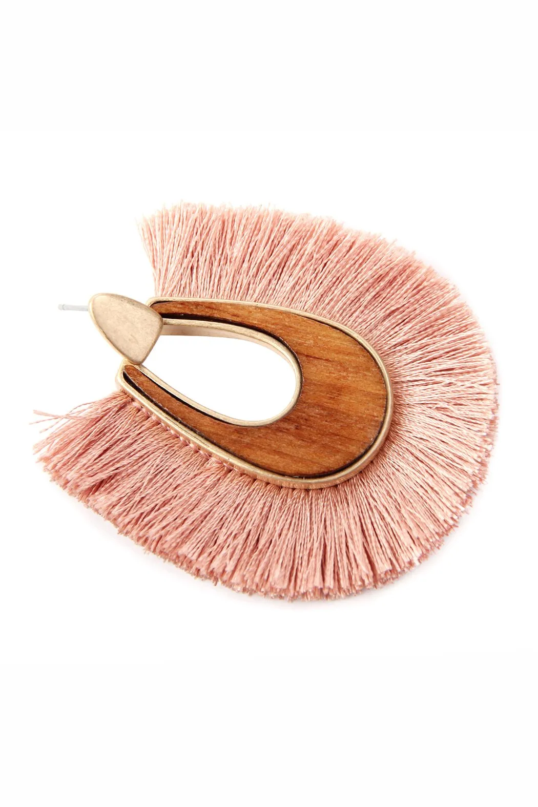 B2e2725 - Wood With Thread Tassel Post Earrings