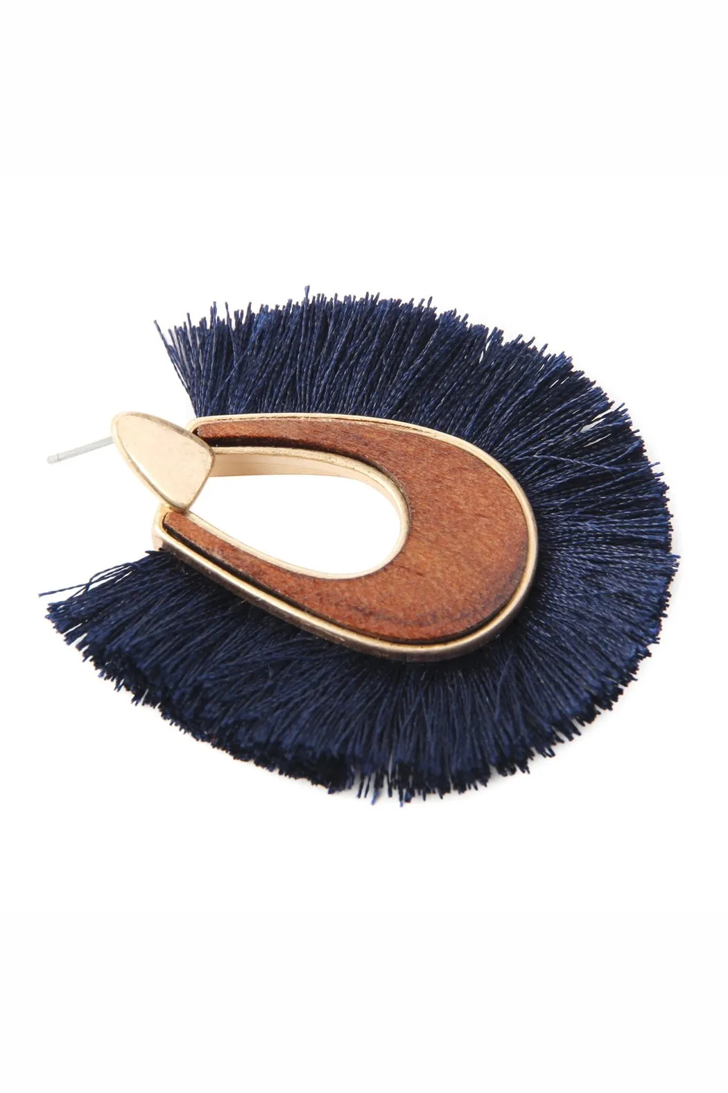 B2e2725 - Wood With Thread Tassel Post Earrings