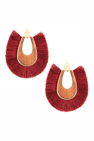 B2e2725 - Wood With Thread Tassel Post Earrings
