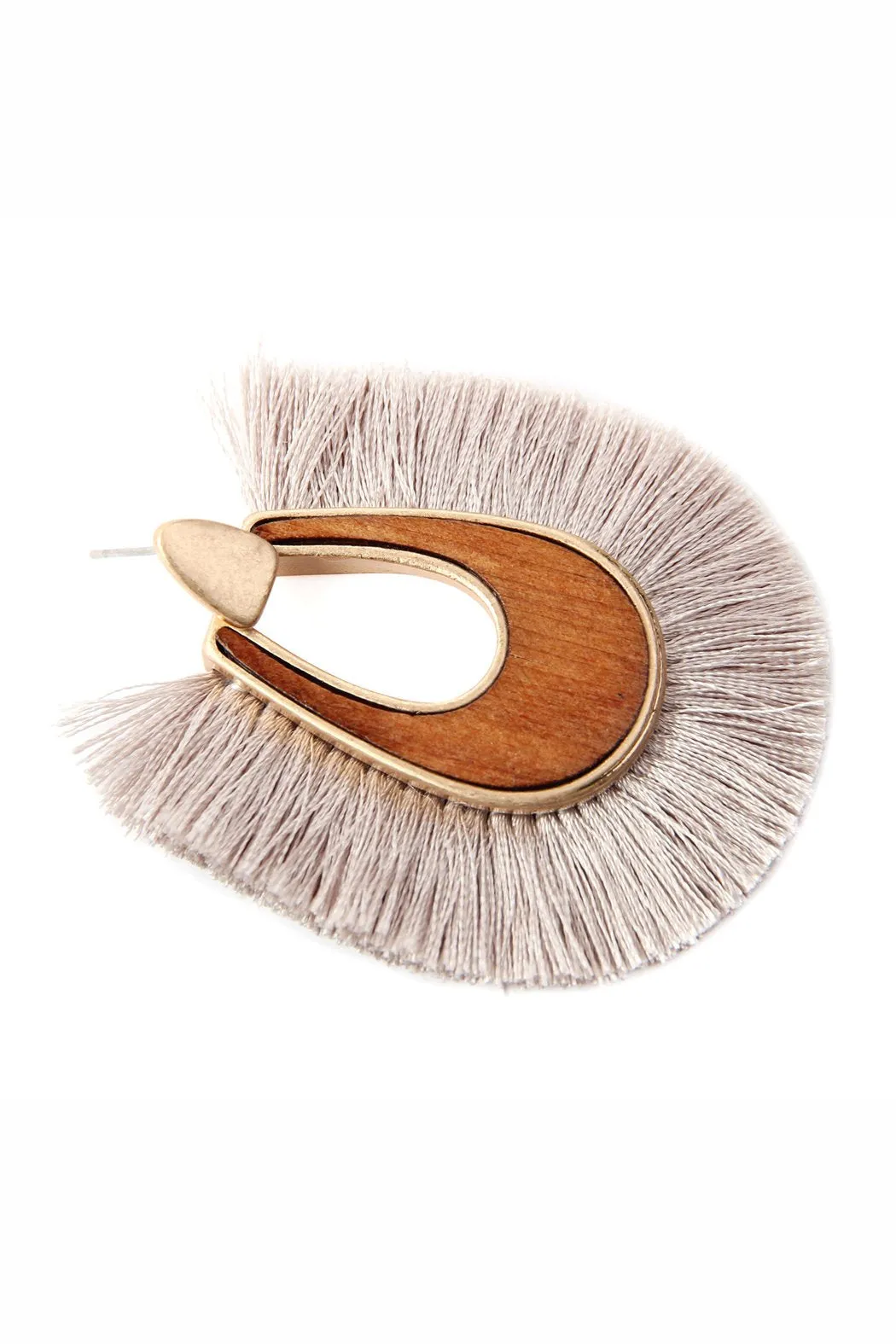 B2e2725 - Wood With Thread Tassel Post Earrings