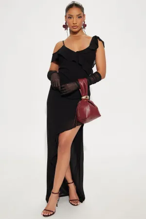 Barbara Asymmetrical Maxi Dress - Black