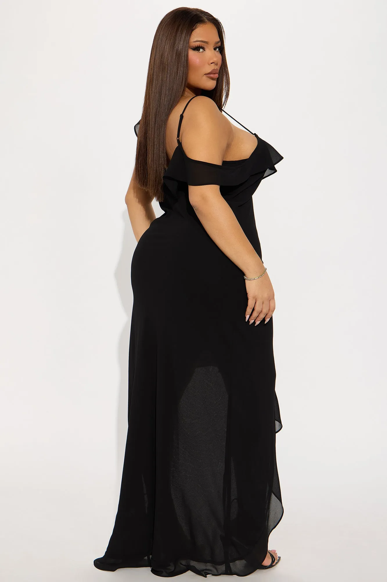 Barbara Asymmetrical Maxi Dress - Black