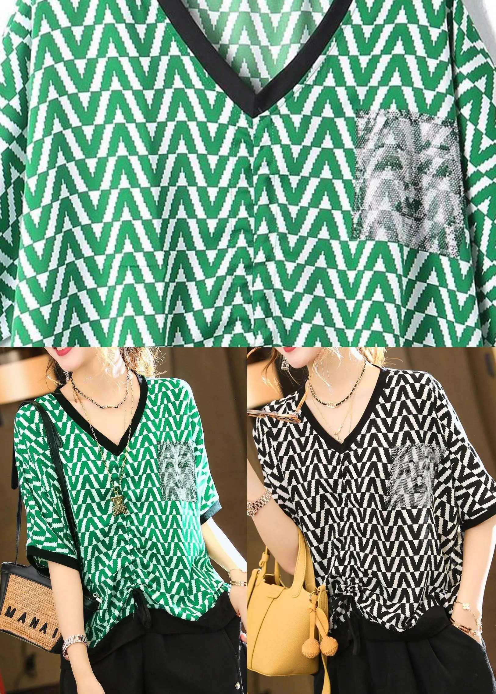 Black Print Wrinkled T Shirts Short Sleeve LY1518