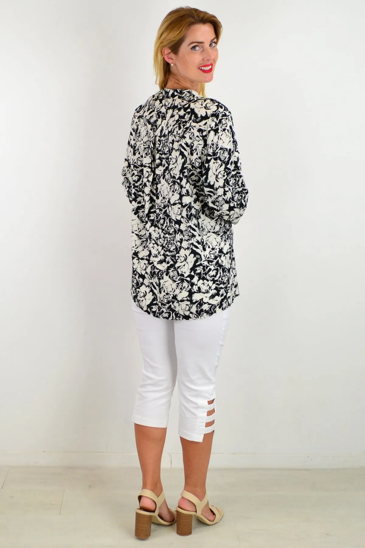 Black Roxanne Floral Tunic Shirt