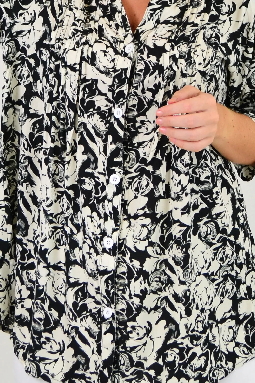 Black Roxanne Floral Tunic Shirt