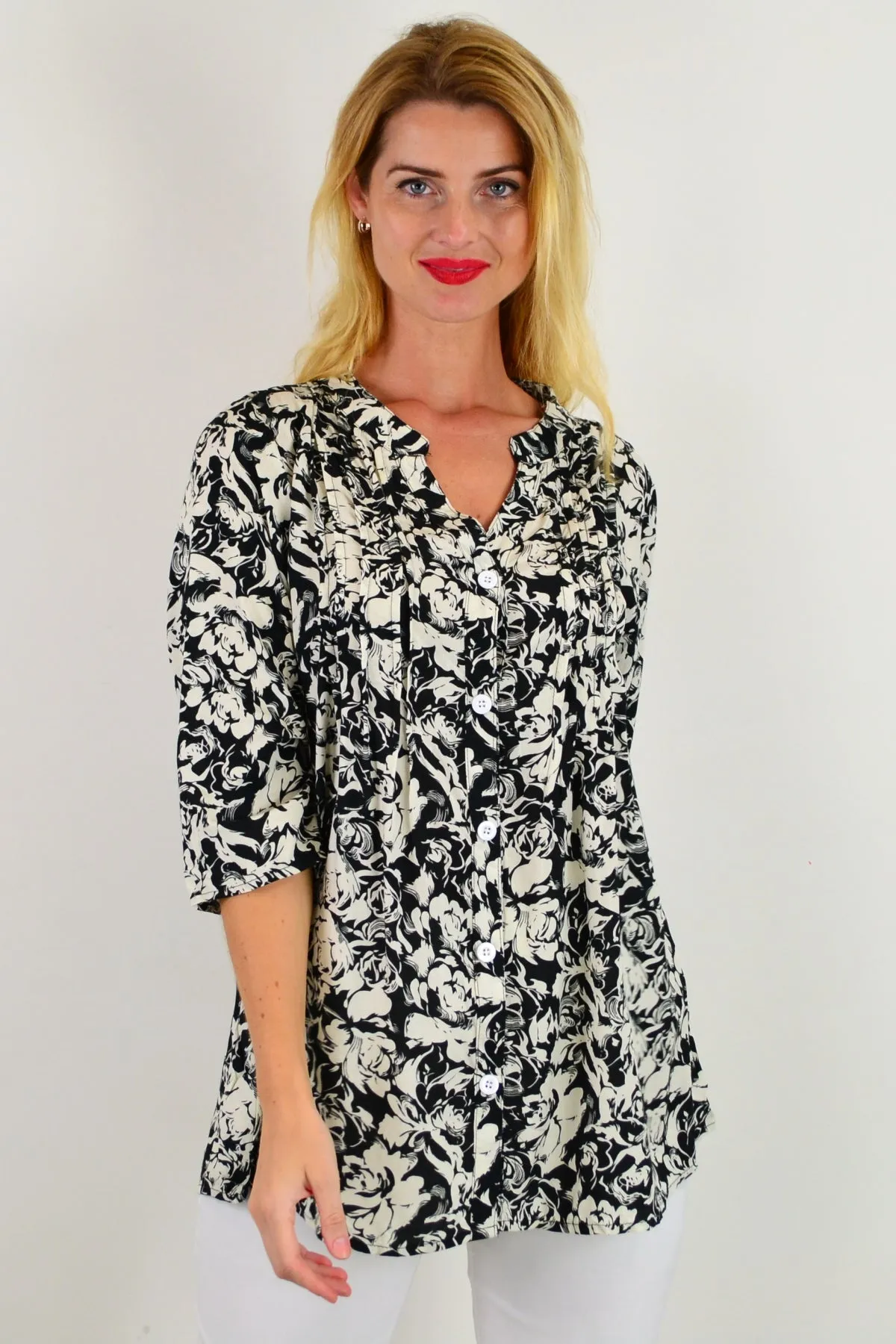 Black Roxanne Floral Tunic Shirt