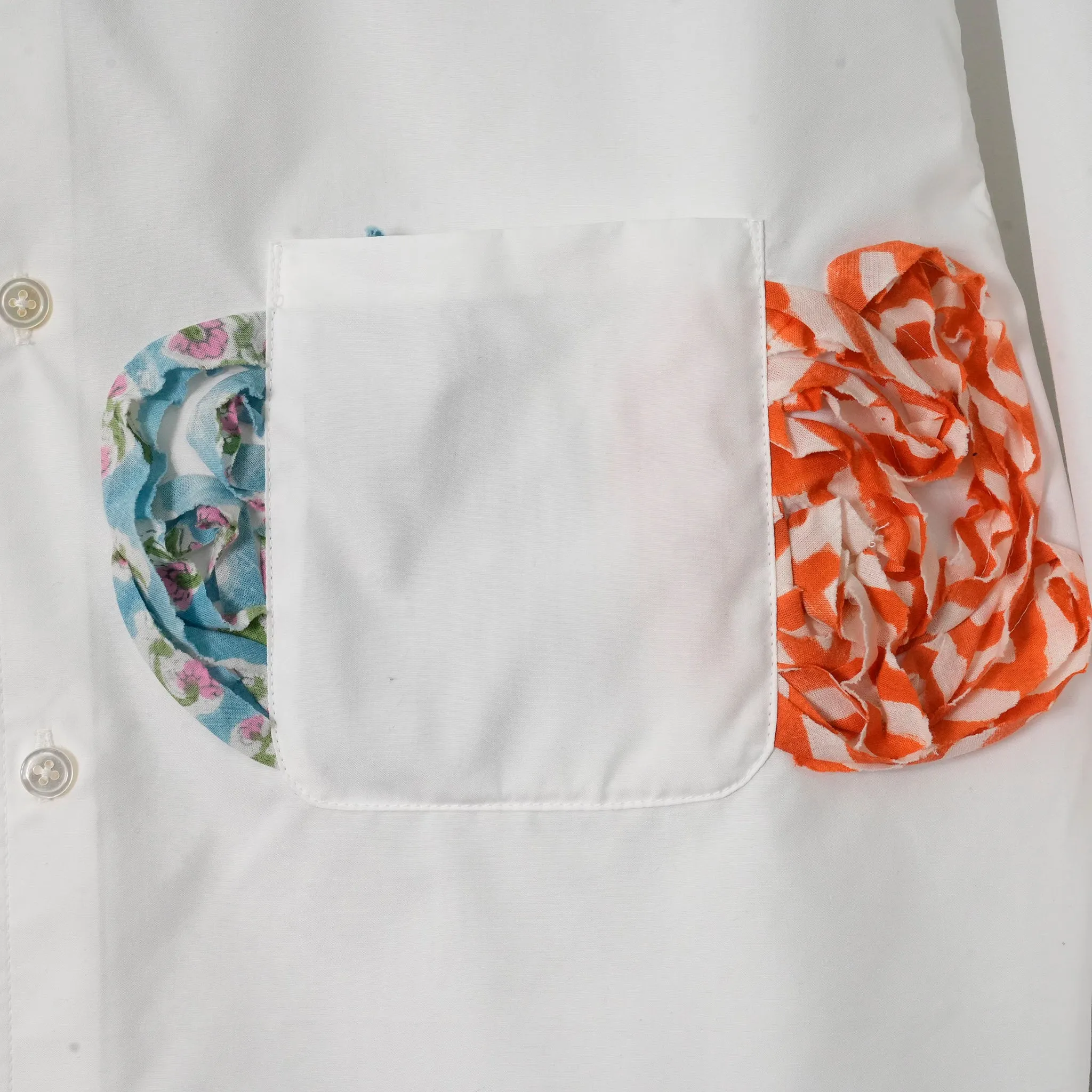 BLOCK PRINT FLOWER SHIRTS / WHITE