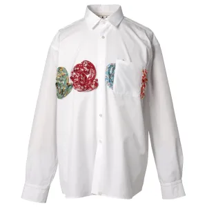 BLOCK PRINT FLOWER SHIRTS / WHITE
