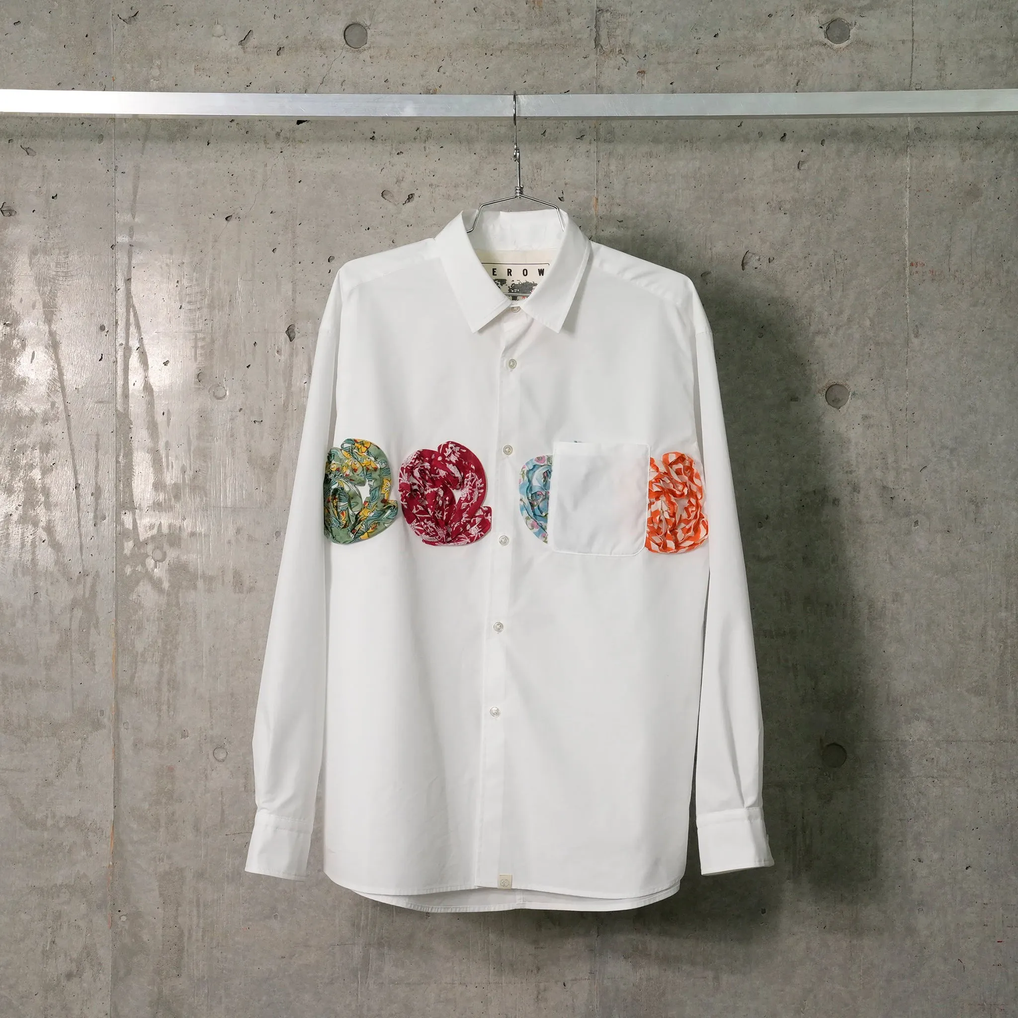 BLOCK PRINT FLOWER SHIRTS / WHITE