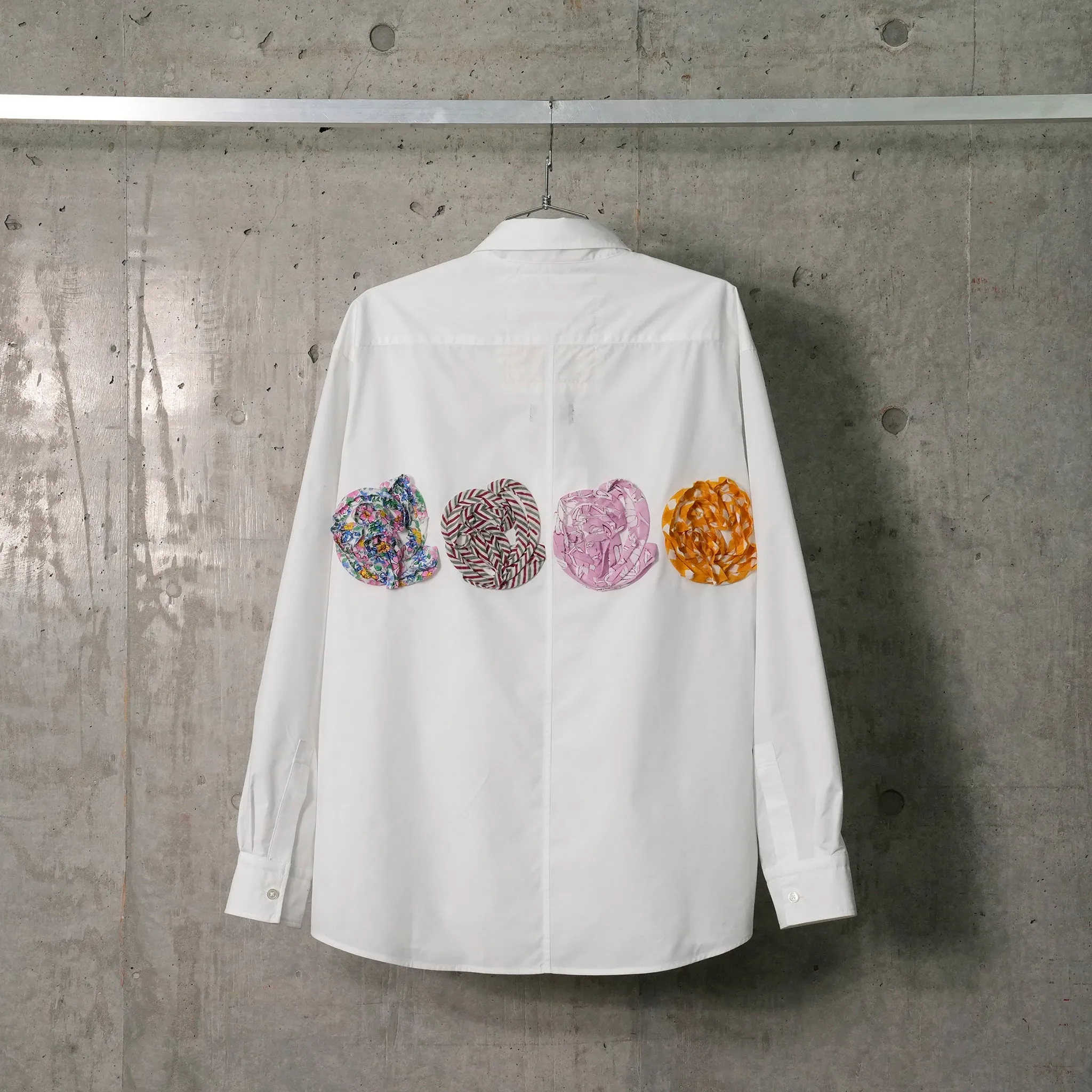 BLOCK PRINT FLOWER SHIRTS / WHITE