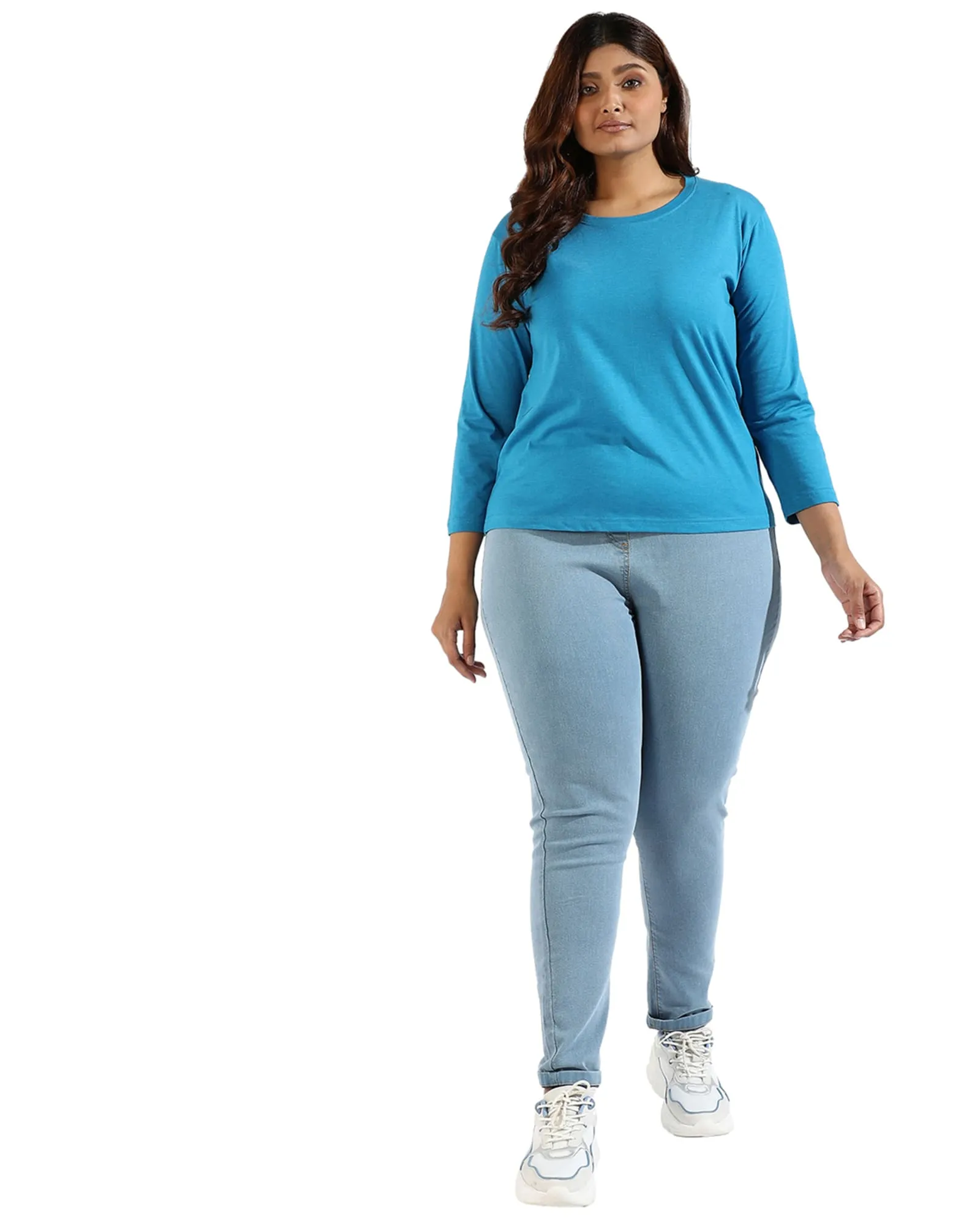 Blue Round Neck Tee | Blue
