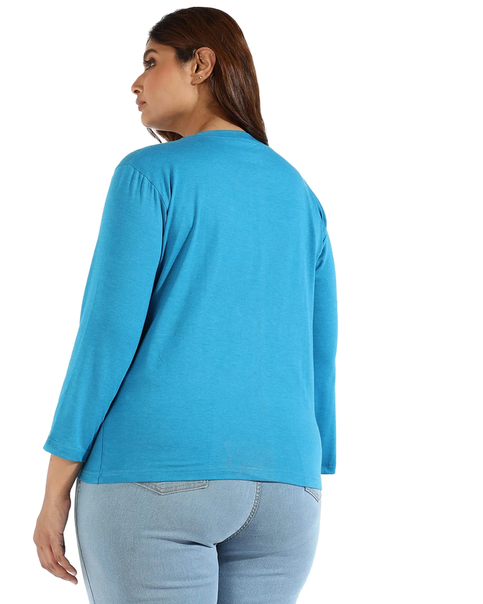 Blue Round Neck Tee | Blue