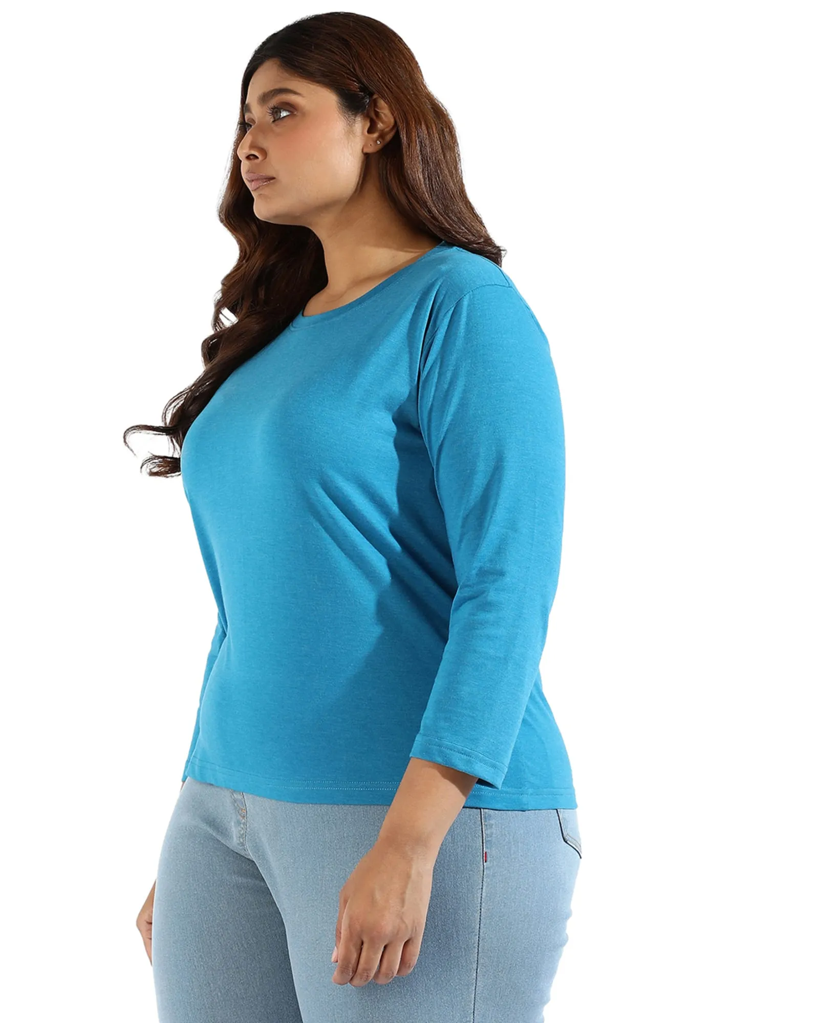 Blue Round Neck Tee | Blue