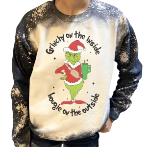 Bougie Grinch Custom Bleached Christmas Sweatshirt