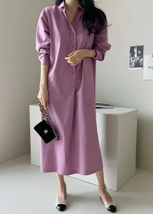 Boutique Purple Peter Pan Collar Patchwork Cotton Shirts Dress Spring LY2655