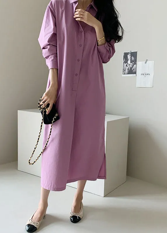 Boutique Purple Peter Pan Collar Patchwork Cotton Shirts Dress Spring LY2655