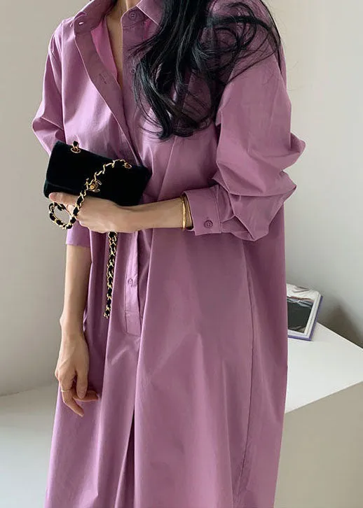 Boutique Purple Peter Pan Collar Patchwork Cotton Shirts Dress Spring LY2655