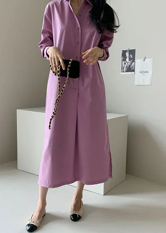 Boutique Purple Peter Pan Collar Patchwork Cotton Shirts Dress Spring LY2655