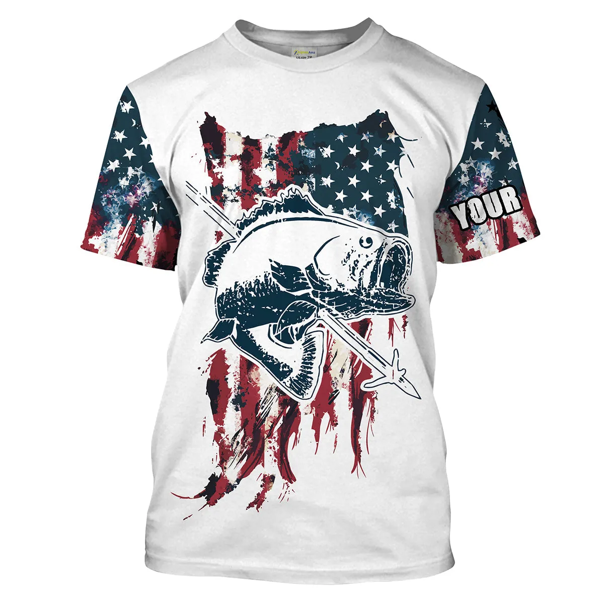 Bowfishing American Flag Customize Name 3D All Over printed Shirts For Men, Women - Personalized Bow Fishing Gifts