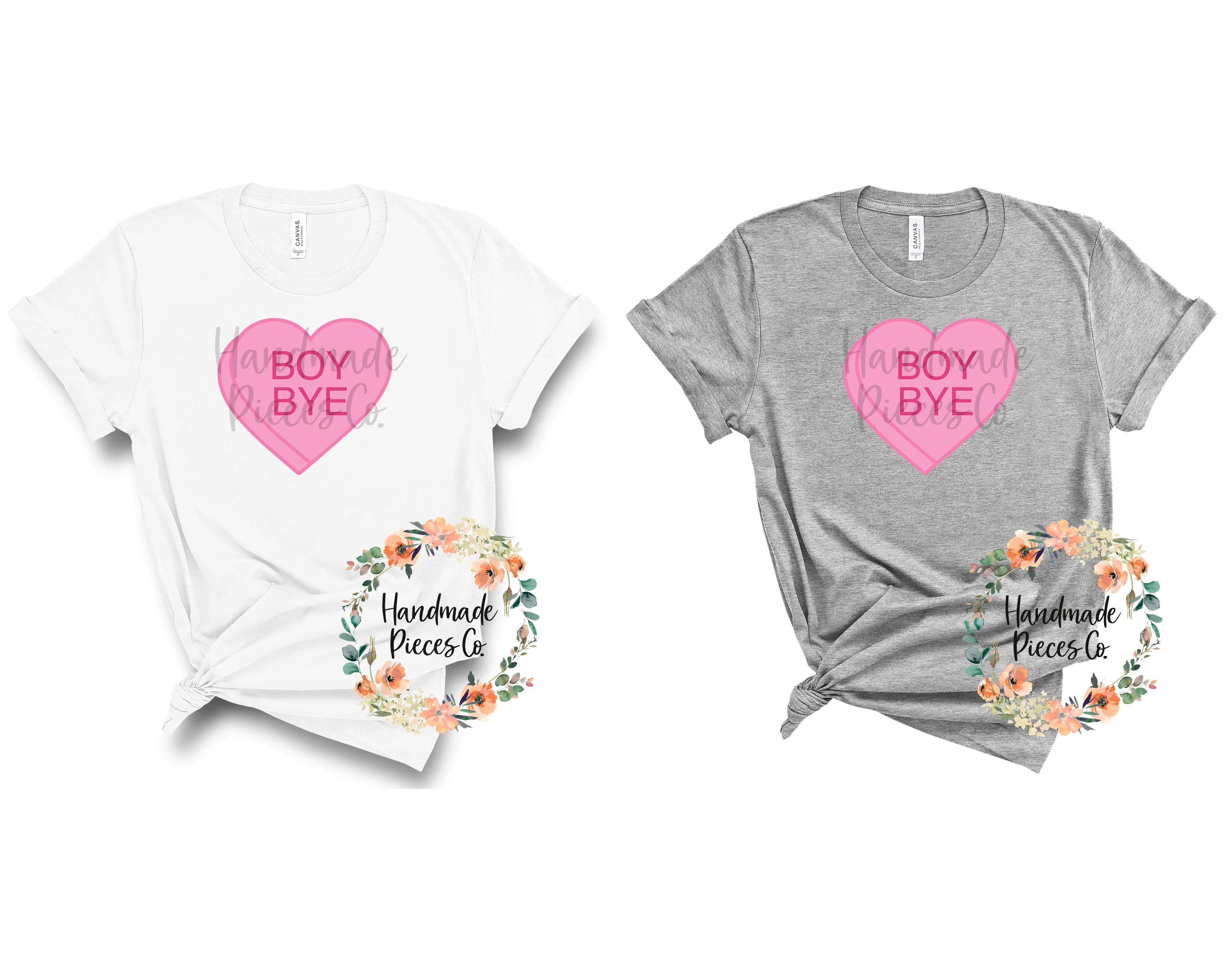 Boy Bye Candy Heart, Pink - Sublimation or HTV Transfer