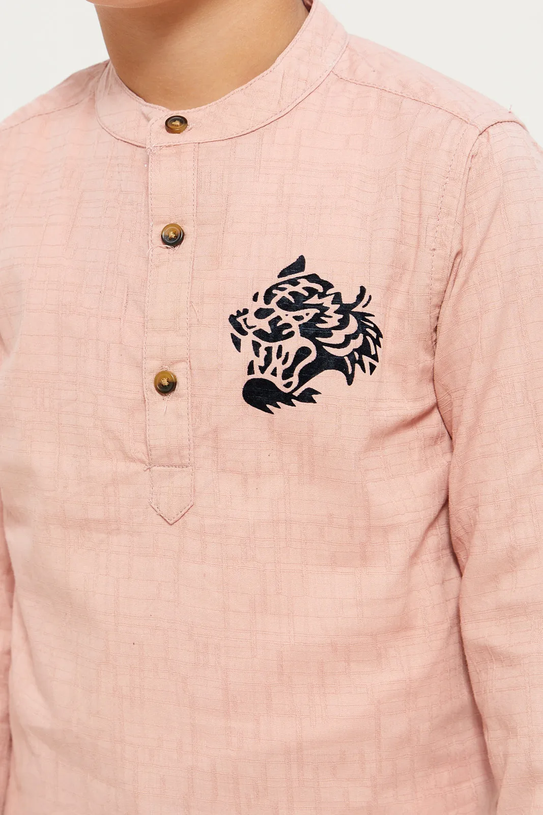 Boys Junior Pink Flock Eagle Print Long Sleeve Shirt