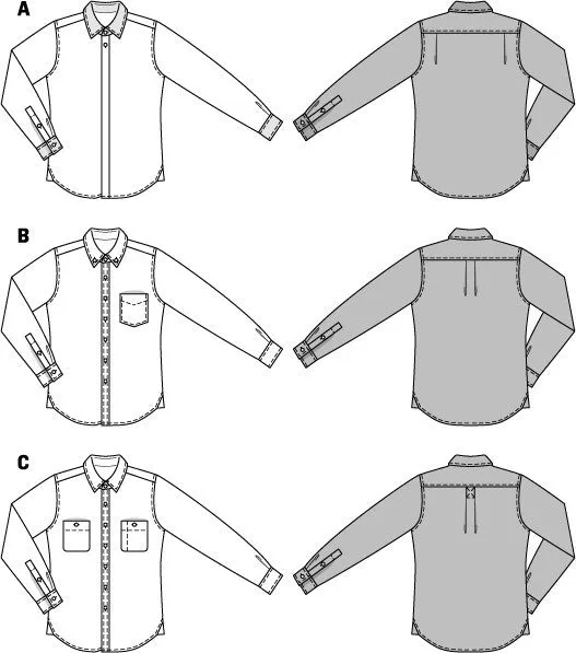 Burda 6874 Mens' Shirts Pattern