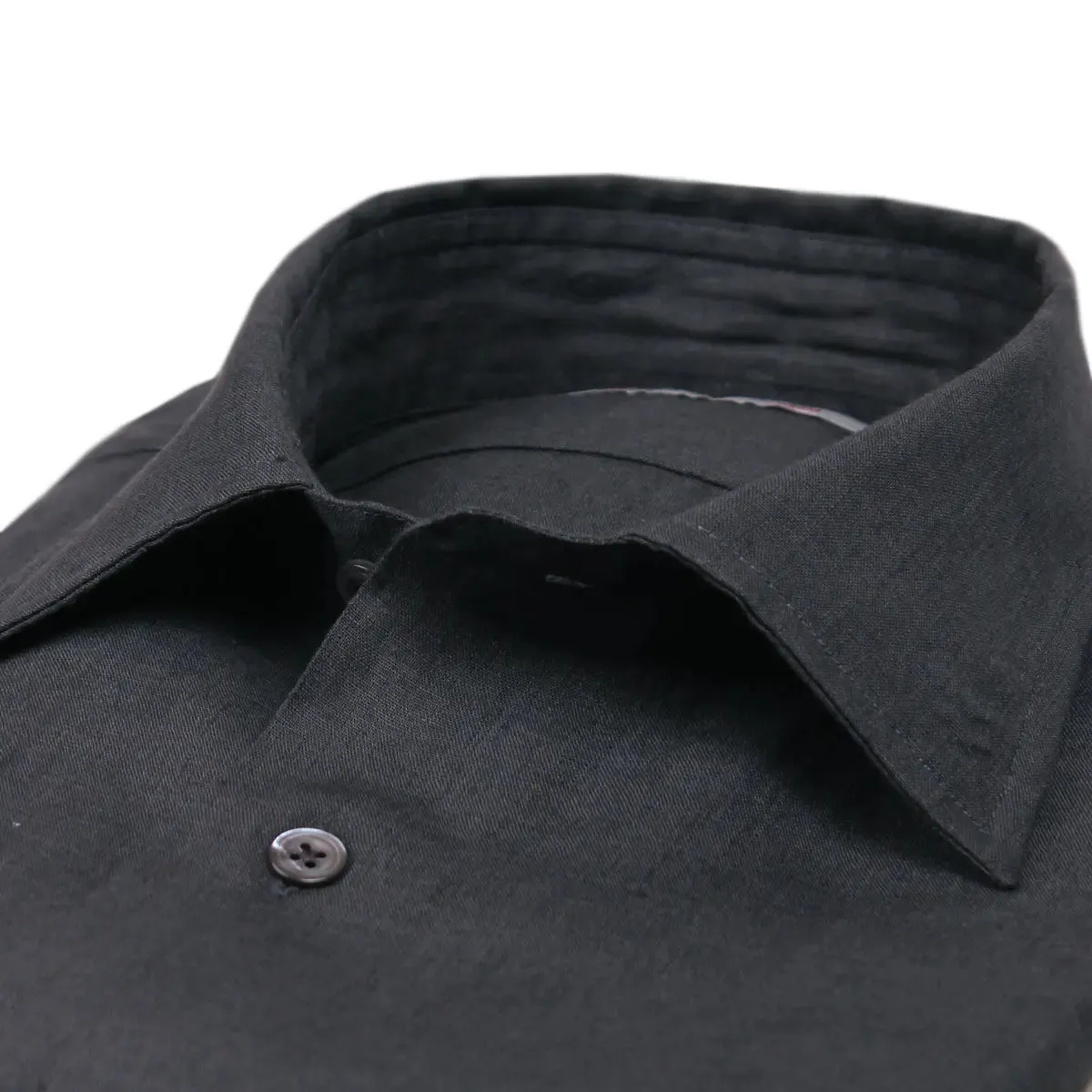 Charcoal Slate Irish Linen Short Sleeve Shirt