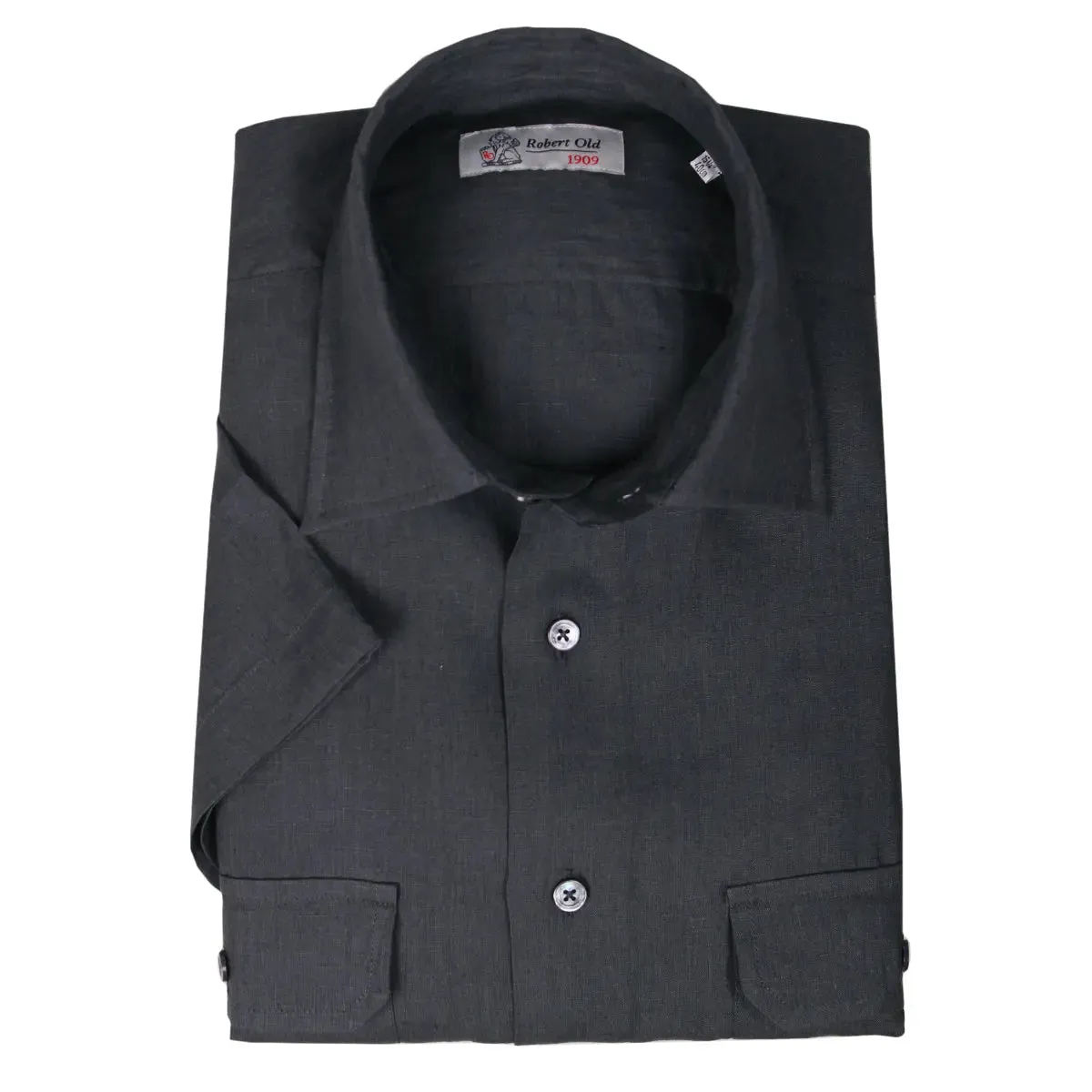 Charcoal Slate Irish Linen Short Sleeve Shirt