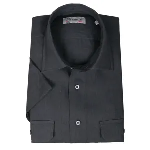 Charcoal Slate Irish Linen Short Sleeve Shirt