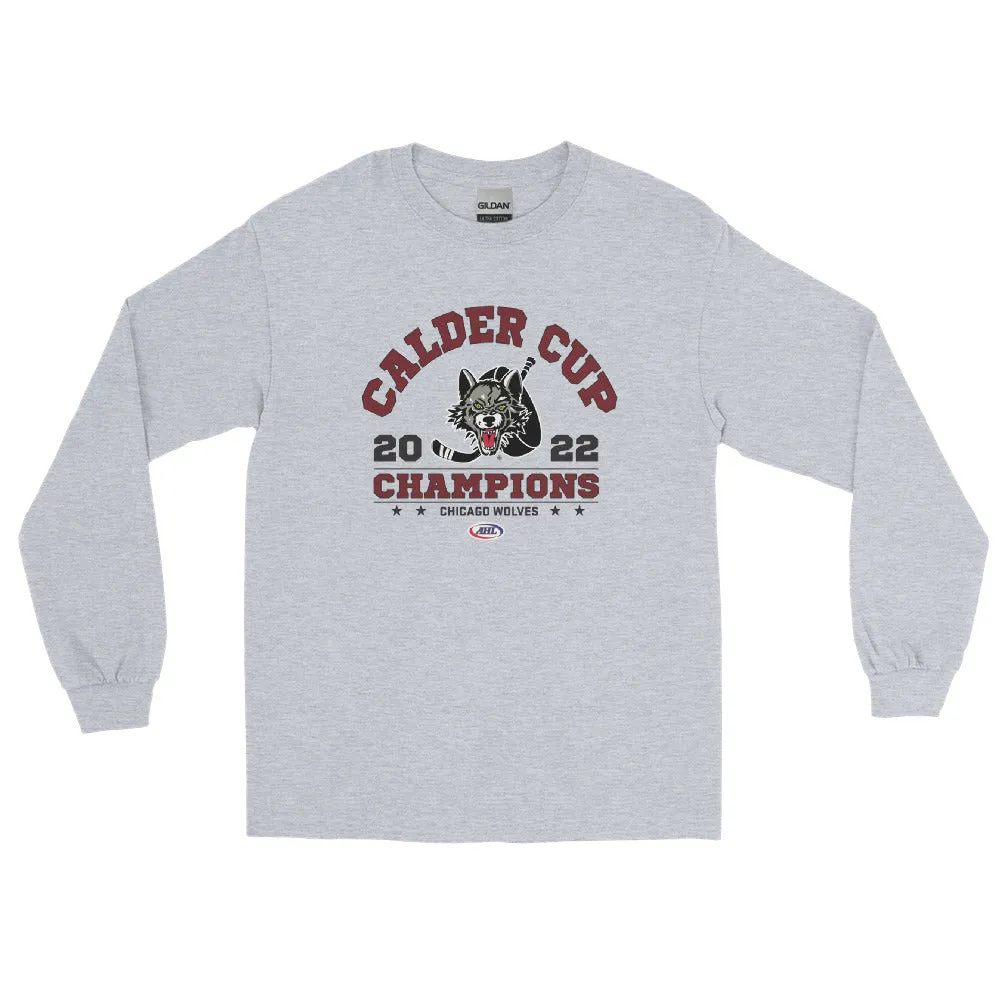 Chicago Wolves 2022 Calder Cup Champions Arch Adult Long Sleeve Shirt