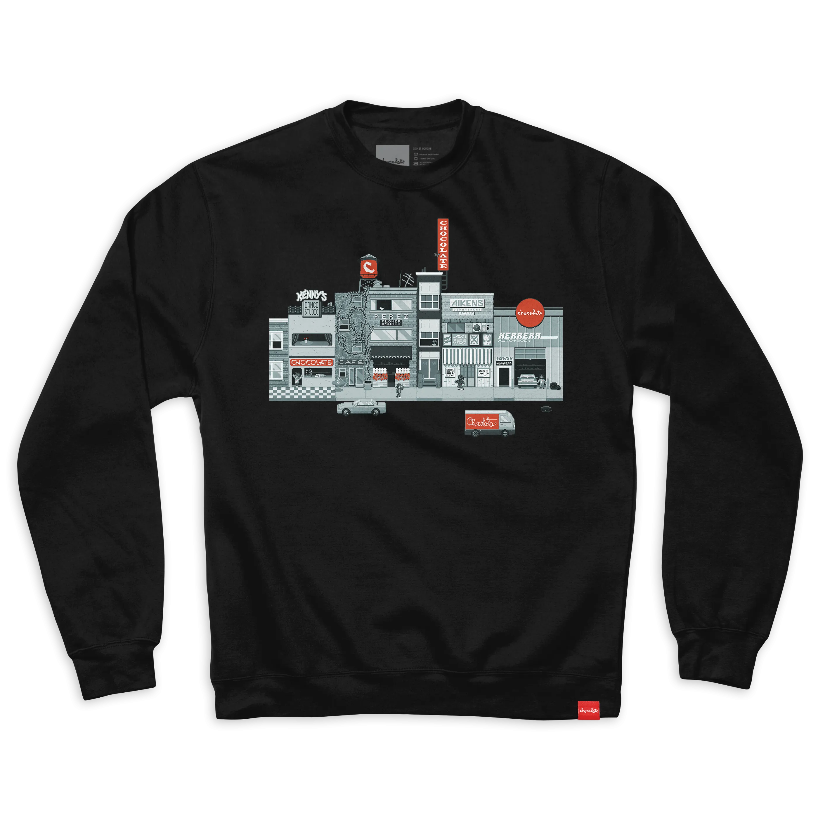 Chocolate Pixel City Crew Fleece Black