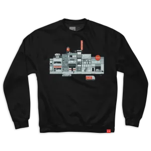 Chocolate Pixel City Crew Fleece Black