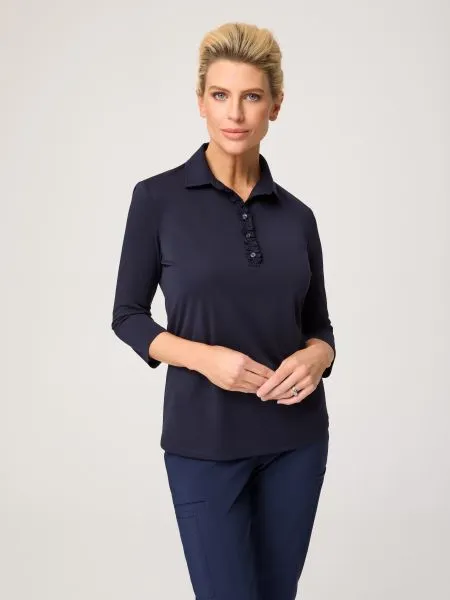 City Collection Bella ¾ Sleeve Frill Placket Top(2275)