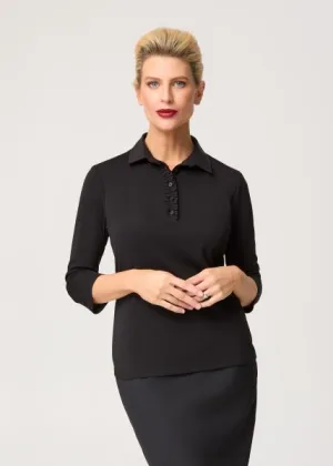 City Collection Bella ¾ Sleeve Frill Placket Top(2275)