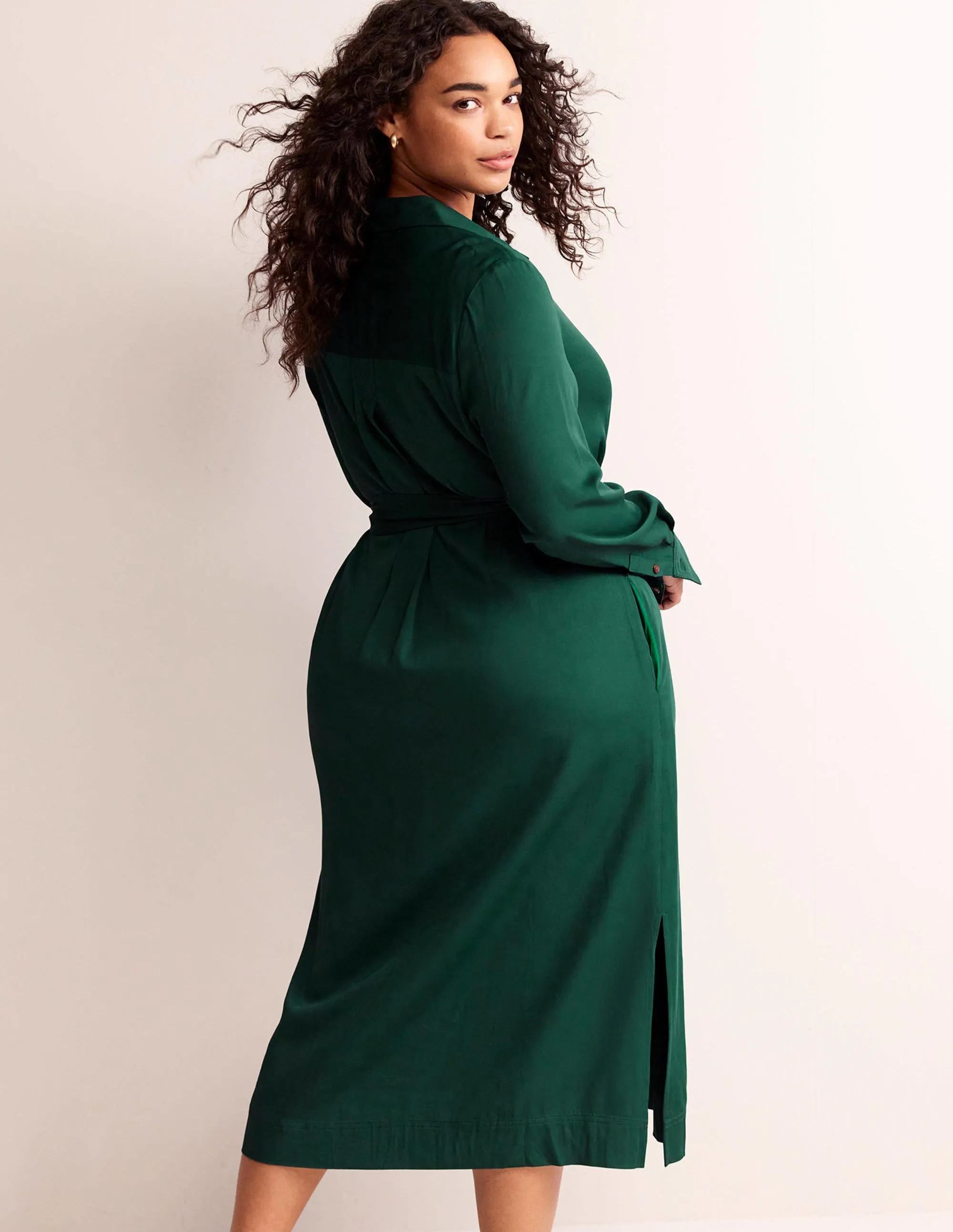 Clean Midi Pop Over Dress-Emerald Night